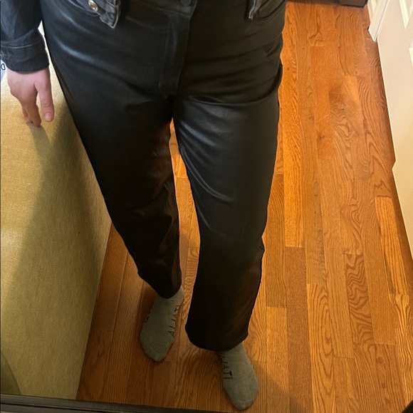 Eunina Women's High Waist Jeans in Sleek Black Leather - Picture 5 of 5